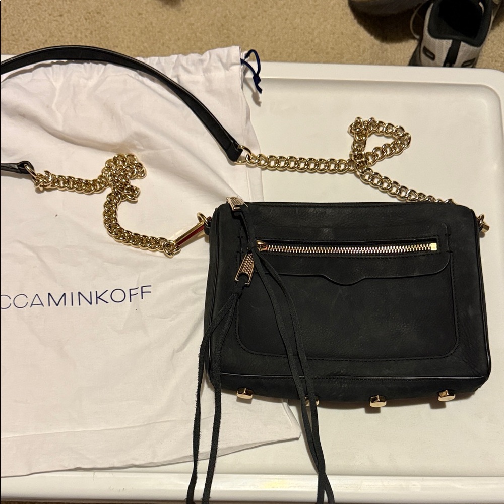 Rebecca Minkoff Black Crossbody Bag with Gold Chain